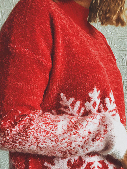 Winter Wonderland Festive Snowflake Knit Christmas Sweater for Women