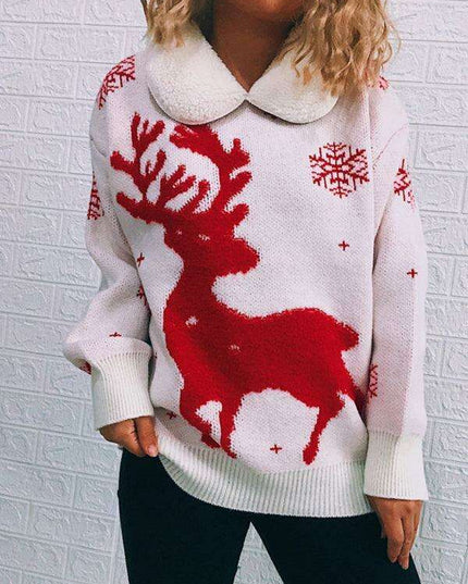 Cozy Holiday Patchwork Christmas Sweater for Women - Festive Knit Jumper