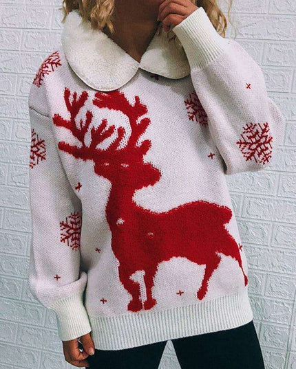 Cozy Holiday Patchwork Christmas Sweater for Women - Festive Knit Jumper