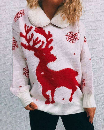 Cozy Holiday Patchwork Christmas Sweater for Women - Festive Knit Jumper