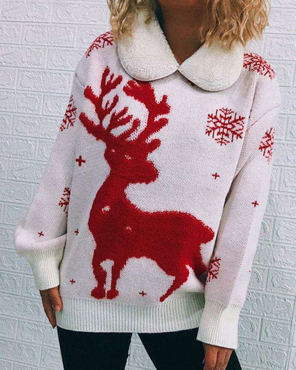 Cozy Holiday Patchwork Christmas Sweater for Women - Festive Knit Jumper