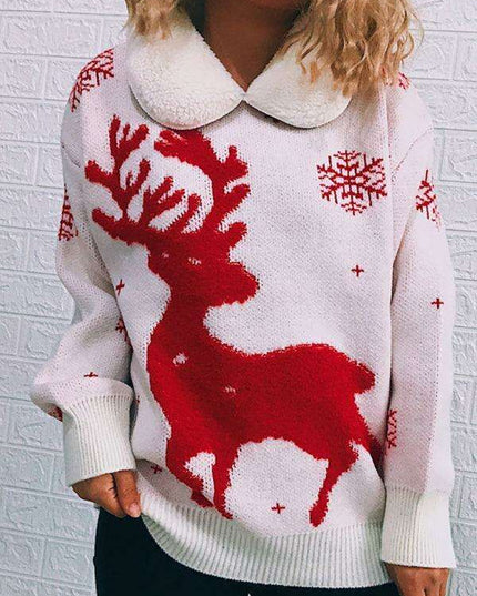 Cozy Holiday Patchwork Christmas Sweater for Women - Festive Knit Jumper