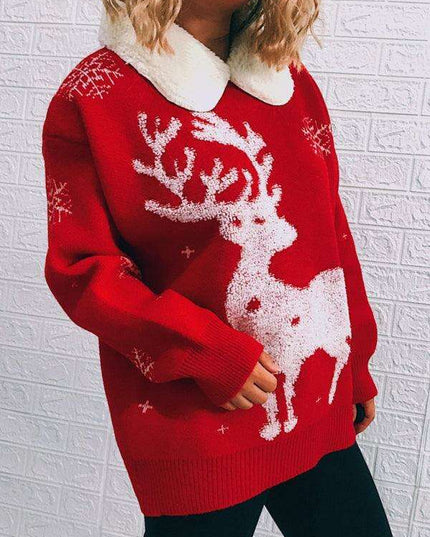 Cozy Holiday Patchwork Christmas Sweater for Women - Festive Knit Jumper