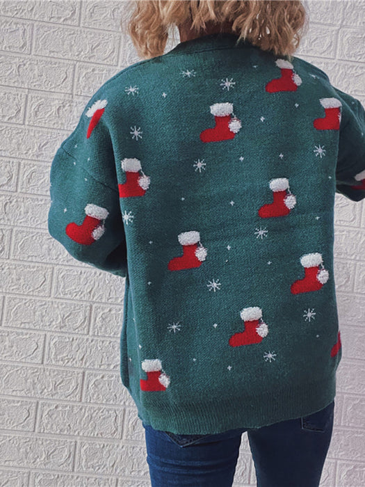 Festive Snowflake Christmas Sweater Set - Women's Knit Ensemble