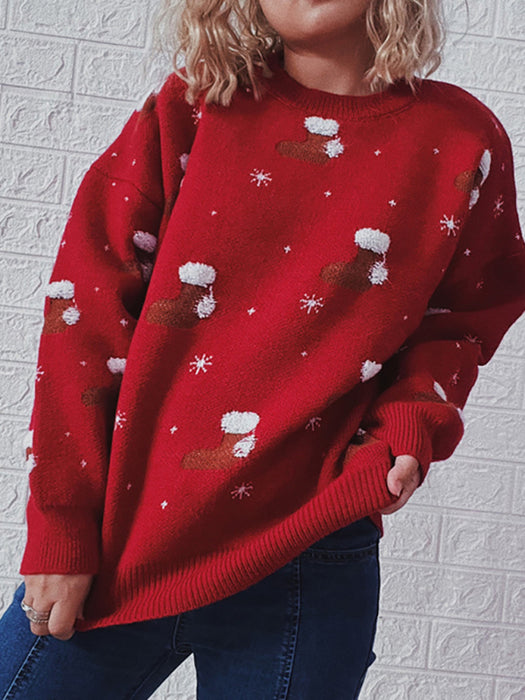 Festive Snowflake Christmas Sweater Set - Women's Knit Ensemble