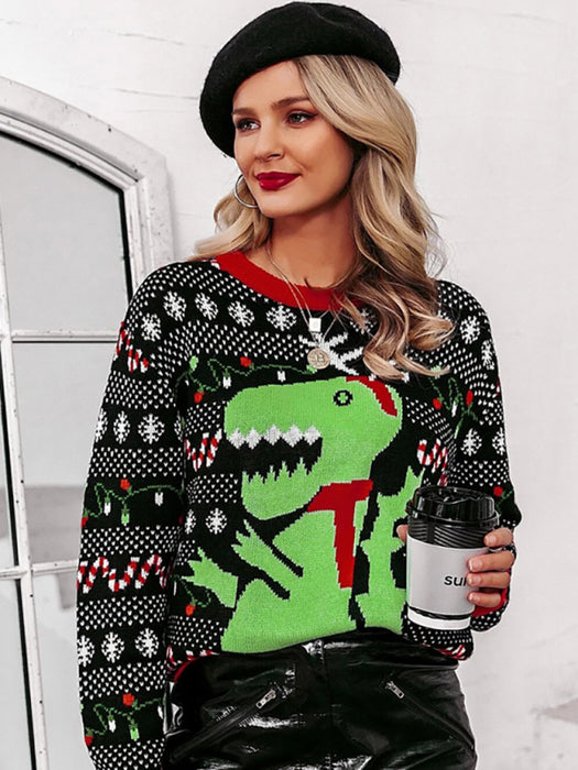 Festive Snowflake Print Christmas Sweater - Stylish Winter Fashion for Women