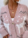Cozy Reindeer Patterned Cardigan - Festive Women's Knit Sweater for Winter Style
