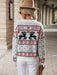 Festive Holiday Jacquard Knit Pullover with Snowflakes and Christmas Trees
