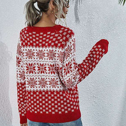 Cozy Snowflake Knit Holiday Sweater - Women's Festive Pullover