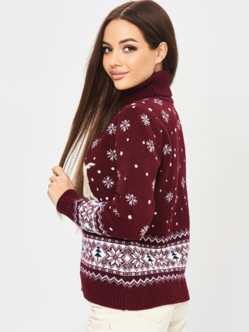 Cozy Christmas Knit Sweater with Santa and Reindeer Design