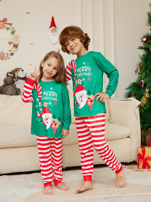 New Cartoon Santa Letter Printed Parent-Child Christmas Pajamas Home Clothes Set (Children’s Style)