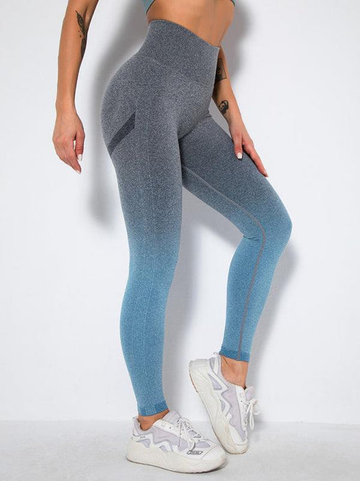 Peach Gradient High-Waist Leggings | Women's Fast-Drying Athletic Tights for Workouts