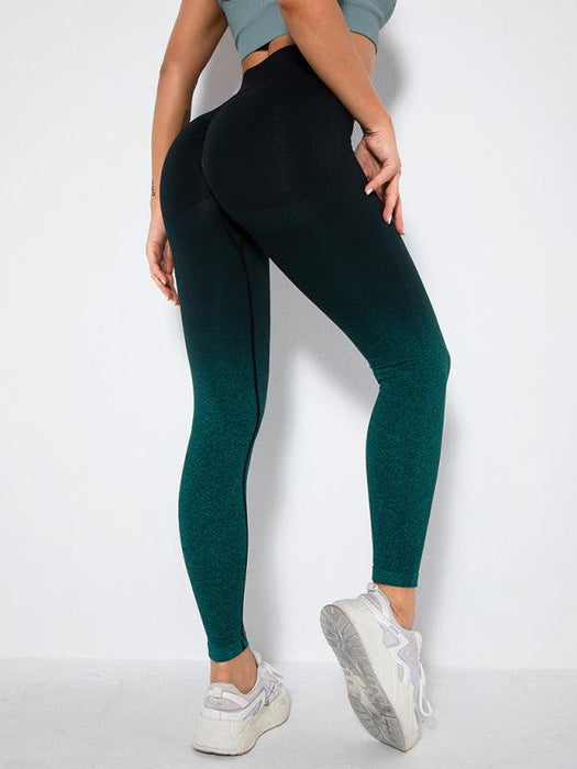 Peach Gradient High-Waist Leggings | Women's Fast-Drying Athletic Tights for Workouts
