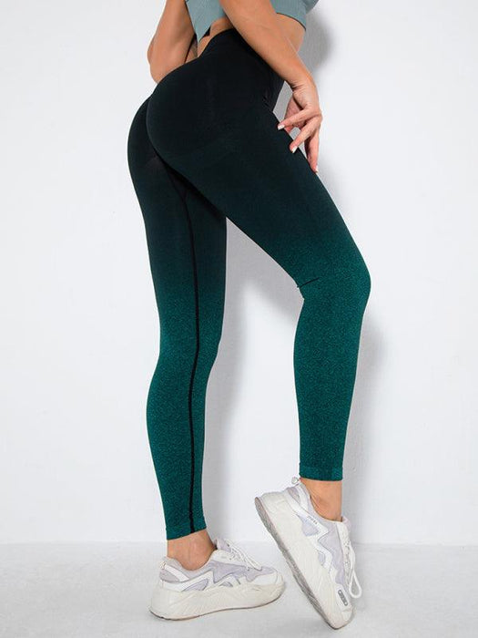 Peach Ombre Athletic Leggings | Women's High-Rise Workout Tights with Fast-Drying Fabric