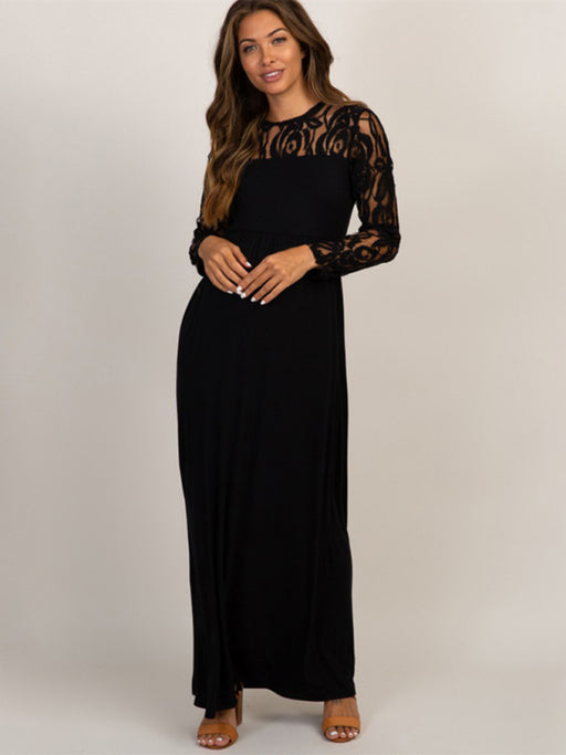 Elegant Lace Maternity Dress with Sophisticated European and American Style