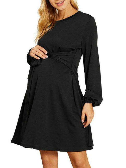 Luxe Lace-Up A-Line Maternity Dress for Effortless Style