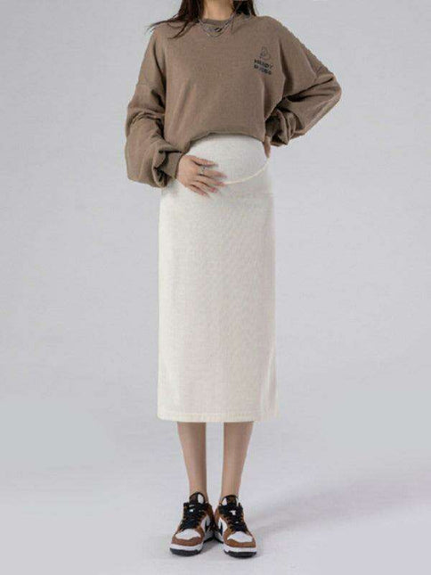 Elegant High-Waisted Maternity Dress with Stylish Back Split - Perfect for Expecting Moms