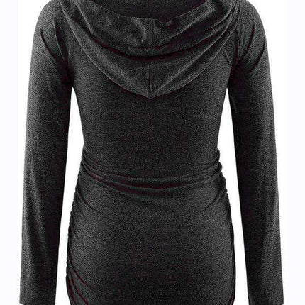 Stylish Hooded Maternity Sweatshirt with Pockets and Long Sleeves
