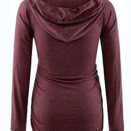 Stylish Hooded Maternity Sweatshirt with Pockets and Long Sleeves