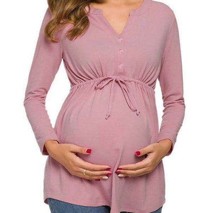 Maternity Knit Cardigan Tee with Drawstring - Essential Style for Moms-to-Be