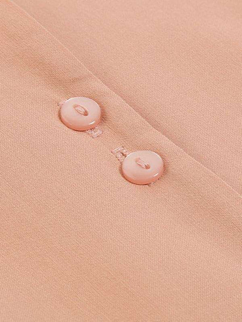 Elegant Adjustable Waist Maternity Dress with V-Neck and Button Front