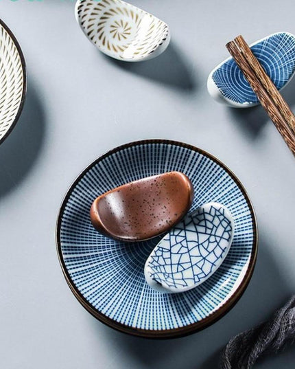 Elegant Japanese Ceramic Trinket Plate with Modern Geometric Design - Stylish Storage Solution