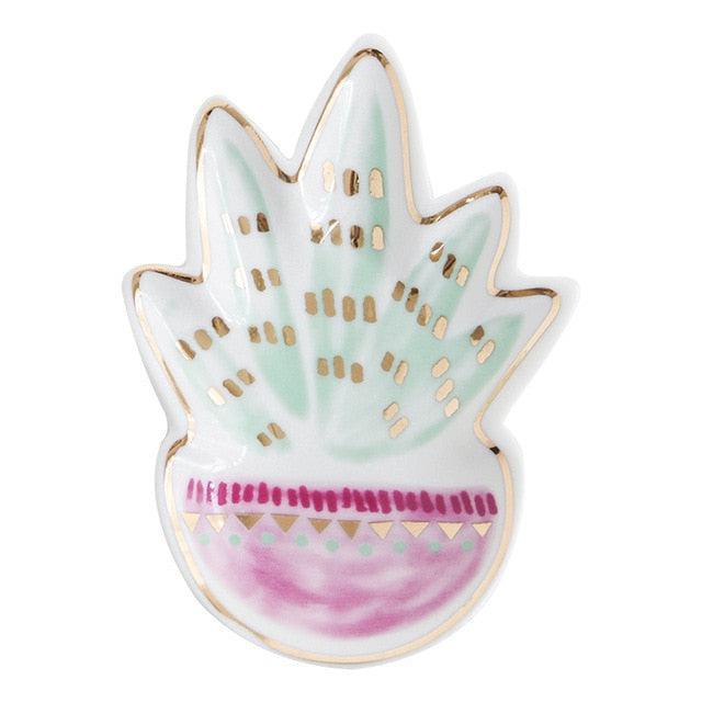 Floral Ceramic Jewelry Tray with Whimsical Designs