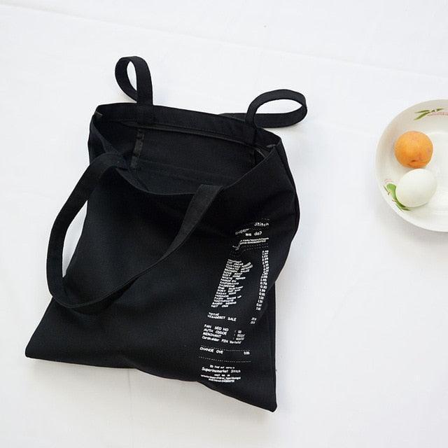 Trendy Letter-Print Eco-Friendly Cotton Tote Bag for Fashion Enthusiasts