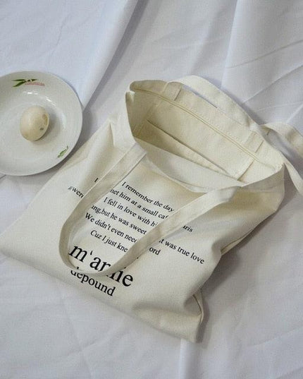 Trendy Letter-Print Eco-Friendly Cotton Tote Bag for Fashion Enthusiasts