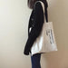 Stylish Cotton Canvas Tote Bag with Letter Print for Fashion-Forward Women