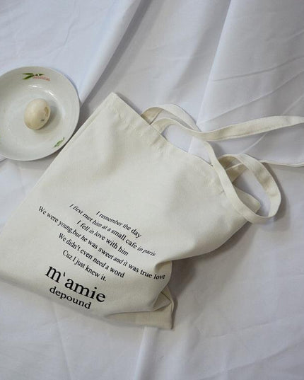 Trendy Letter-Print Eco-Friendly Cotton Tote Bag for Fashion Enthusiasts