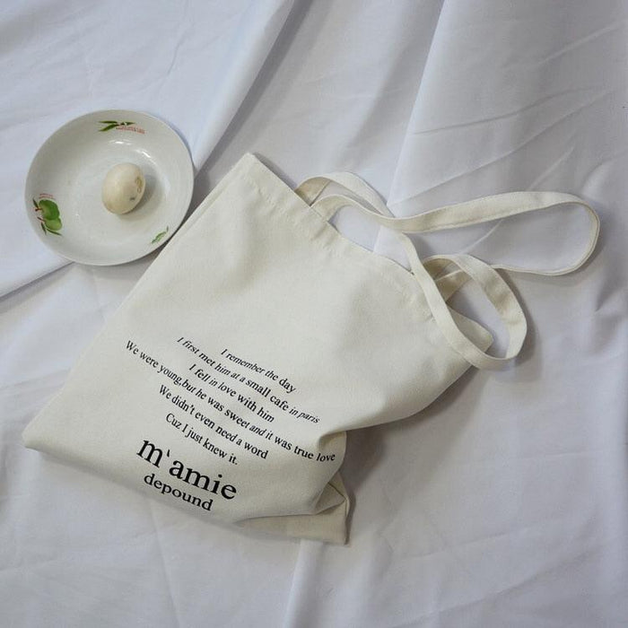 Trendy Letter-Print Eco-Friendly Cotton Tote Bag for Fashion Enthusiasts