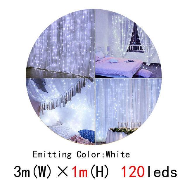 Festive LED Christmas Garland with Curtain String Lights
