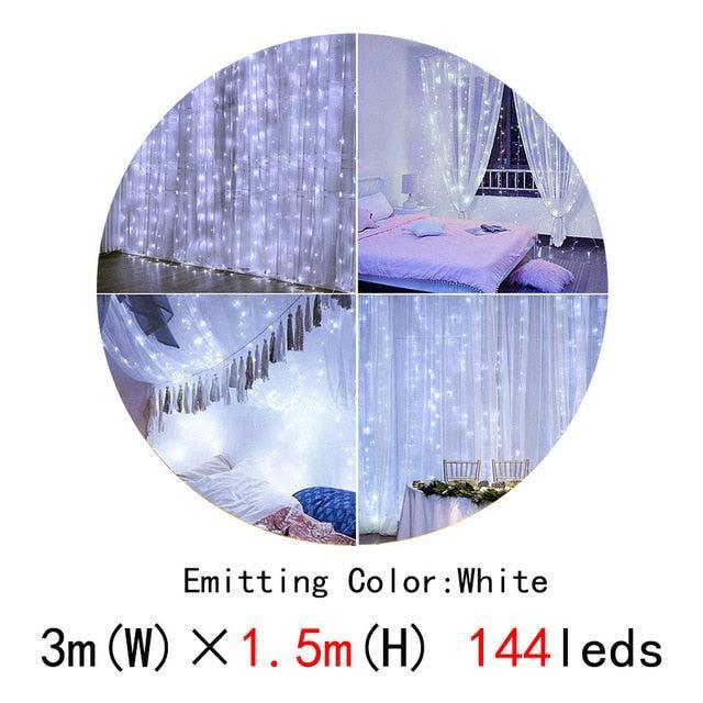 Festive LED Christmas Garland with Curtain String Lights