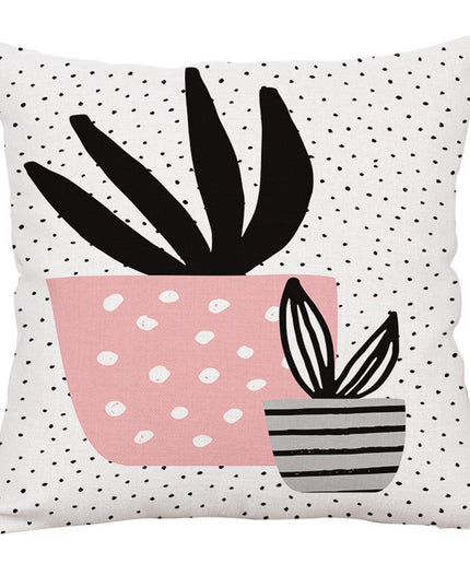 Elegant Potted Cactus Linen Pillow Cover - Sophisticated Home Decor Accent