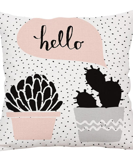 Elegant Potted Cactus Linen Pillow Cover - Sophisticated Home Decor Accent