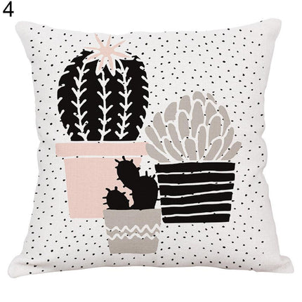 Elegant Potted Cactus Linen Pillow Cover - Sophisticated Home Decor Accent