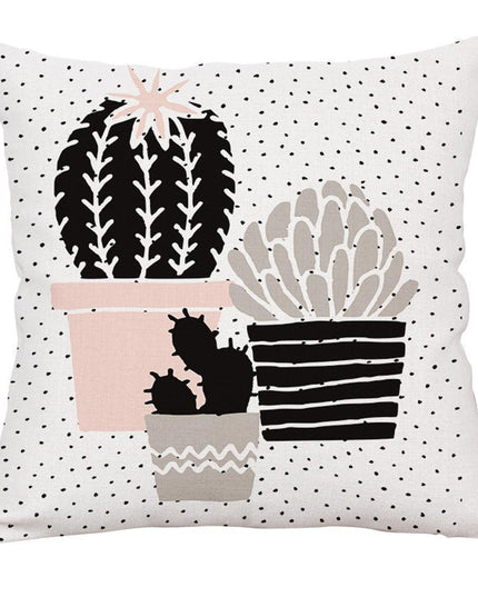 Elegant Potted Cactus Linen Pillow Cover - Sophisticated Home Decor Accent