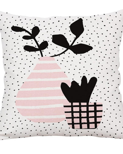 Elegant Potted Cactus Linen Pillow Cover - Sophisticated Home Decor Accent