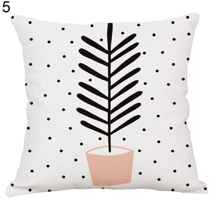 Elegant Potted Cactus Linen Pillow Cover - Sophisticated Home Decor Accent