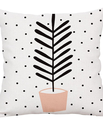 Elegant Potted Cactus Linen Pillow Cover - Sophisticated Home Decor Accent