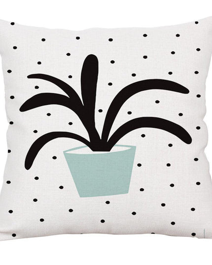 Elegant Potted Cactus Linen Pillow Cover - Sophisticated Home Decor Accent