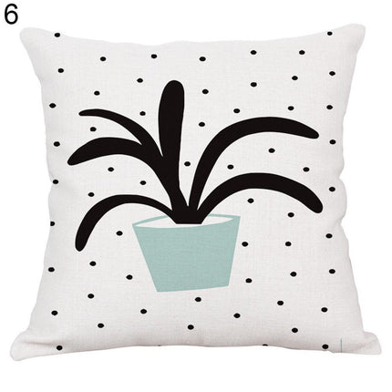 Elegant Potted Cactus Linen Pillow Cover - Sophisticated Home Decor Accent
