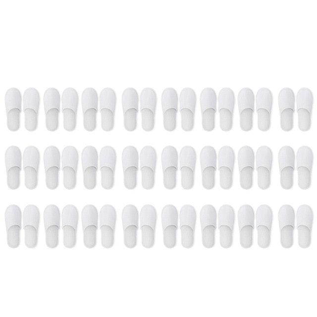 24-Pack White Disposable Slippers with Textured Anti-Slip Sole