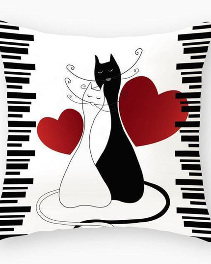 Chic Feline-Themed Nursery Pillow Cover - Luxurious 45x45cm Home Accent