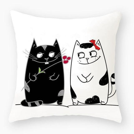 Elegant Cat-Themed Nursery Cushion Cover 18x18 inches
