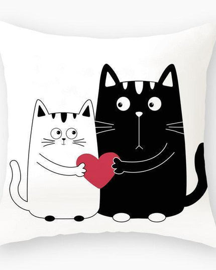 Opulent Cat-Themed Throw Pillow Cover 18x18 Inches