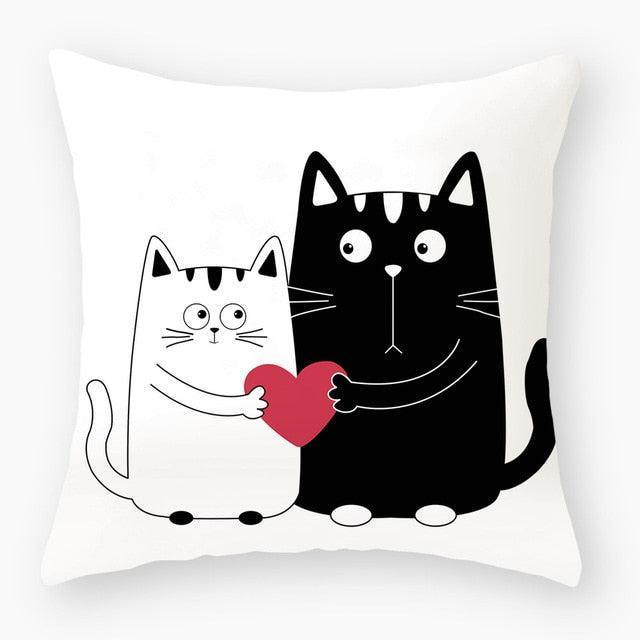 Opulent Cat-Themed Throw Pillow Cover 18x18 Inches