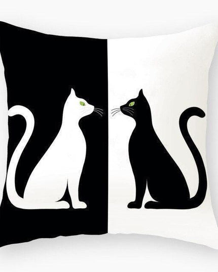 Chic Feline-Themed Nursery Pillow Cover - Luxurious 45x45cm Home Accent