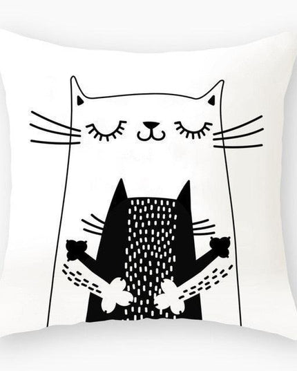 Chic Feline-Themed Nursery Pillow Cover - Luxurious 45x45cm Home Accent